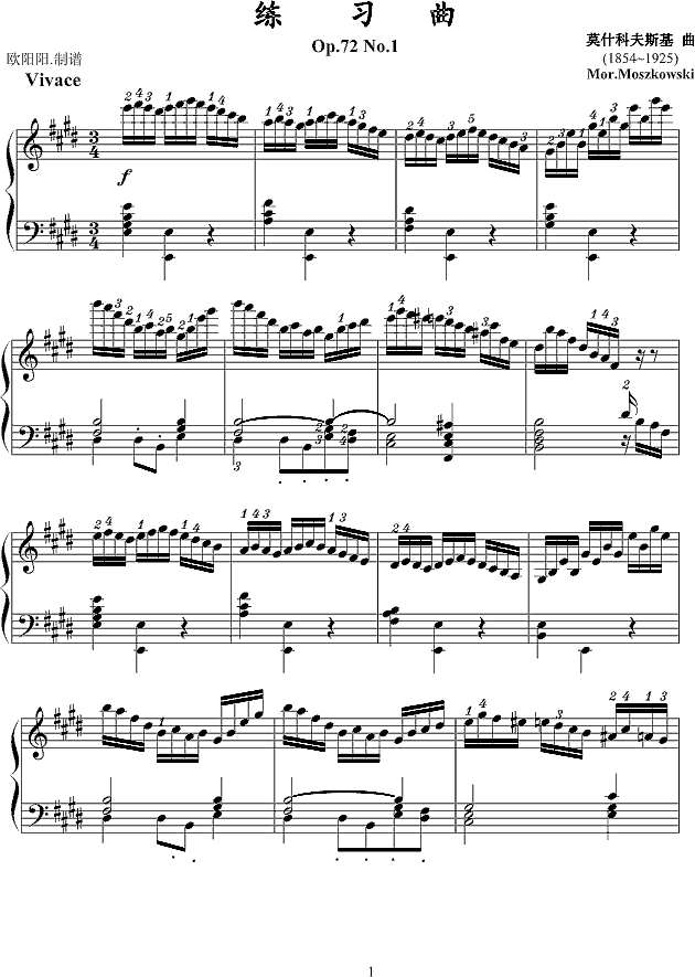 练习曲Op.72 No.1钢琴谱
