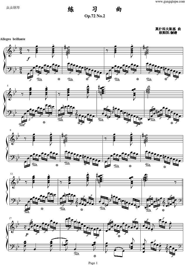 练习曲Op.72 No.2钢琴谱

