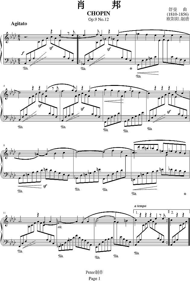 肖邦Op.9 No.12钢琴谱
