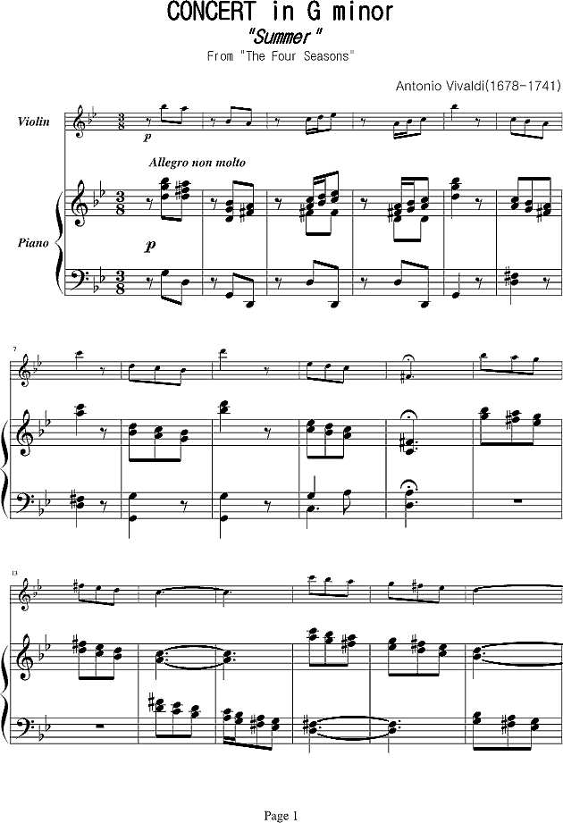 四季·夏-（小提琴/钢琴）钢琴谱
