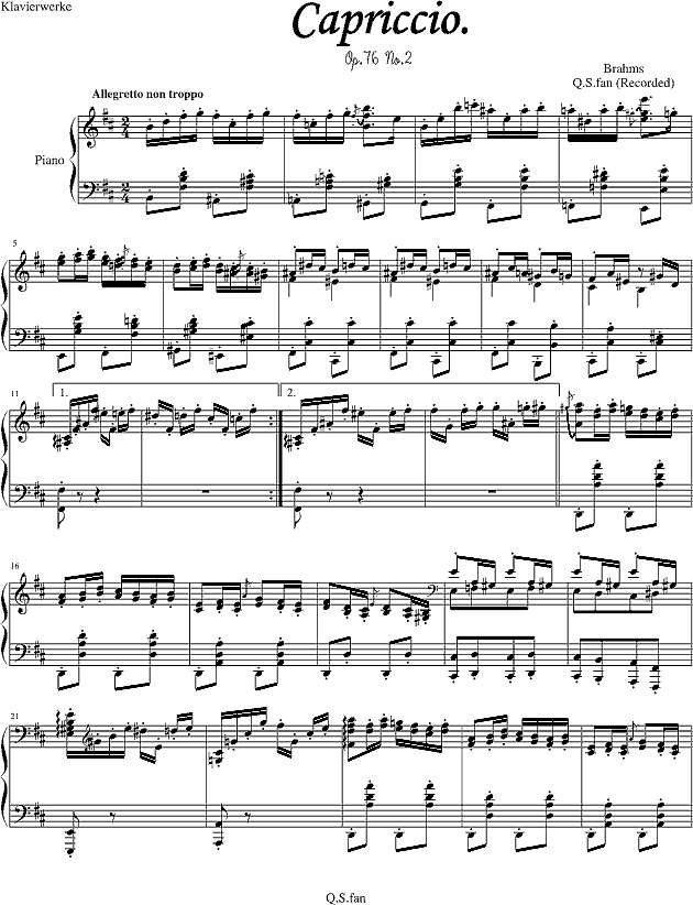 随想曲Op.76 No.2钢琴谱
