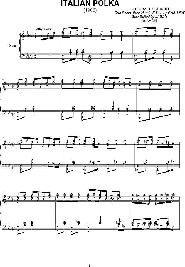 意大利波尔卡钢琴谱
