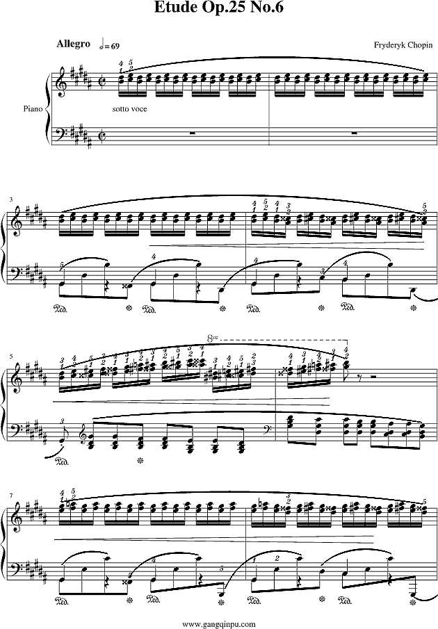 肖邦三度练习曲(op.25 no.6)钢琴谱
