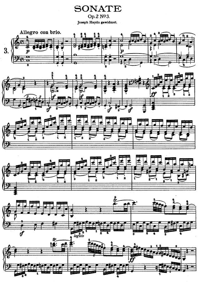 第三钢琴奏鸣曲 -Op.2 No.3钢琴谱
