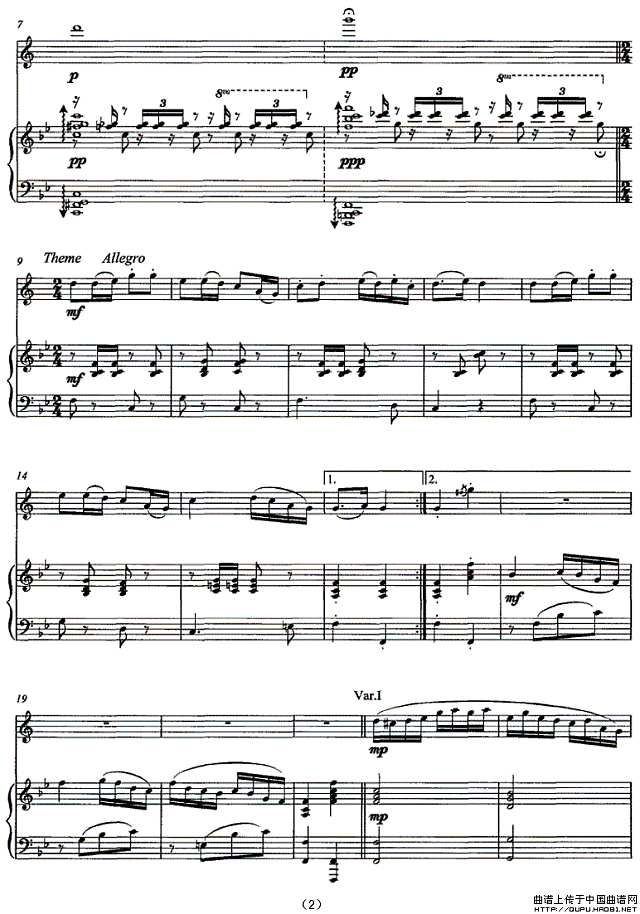 引子、主题与变奏（单簧管独奏）P2简谱
