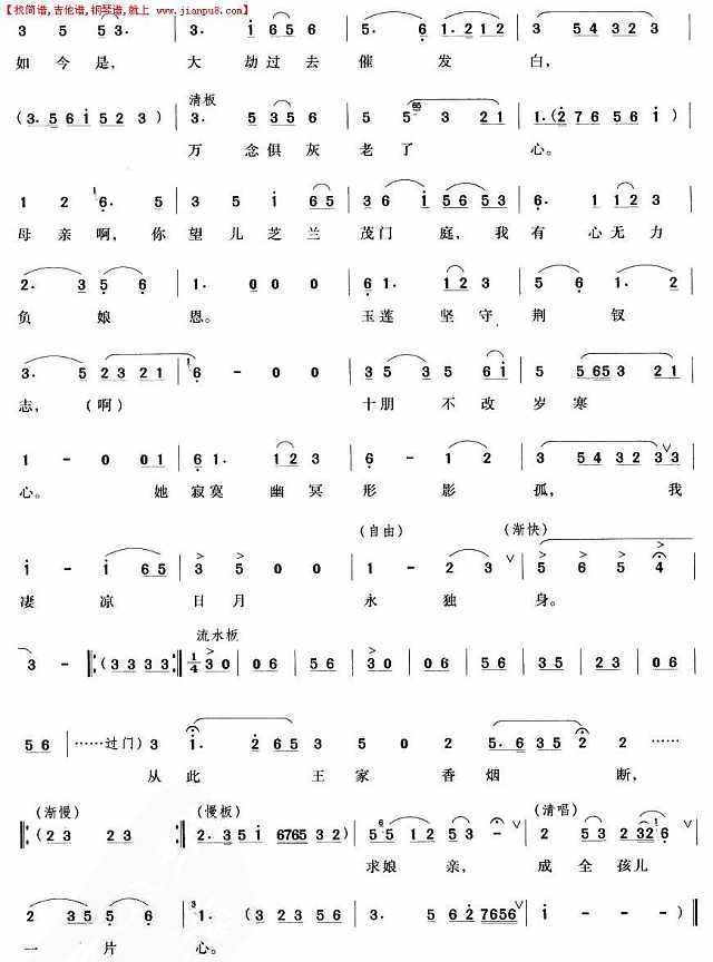 遥望南天倍伤神（越剧唱段)简谱