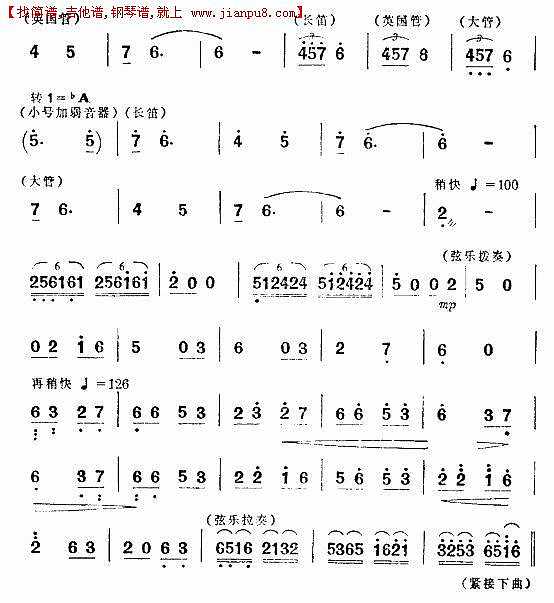 团丁搜捕清华（舞剧《红色娘子军》音乐选段）简谱