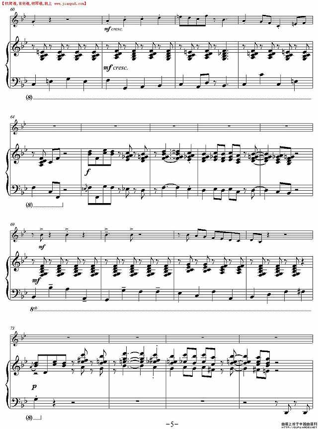 The Arrival of the Queen of Sheba(单簧管+钢琴)P5简谱