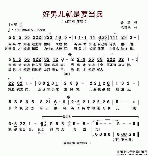 好男儿就是要当兵（1）简谱
