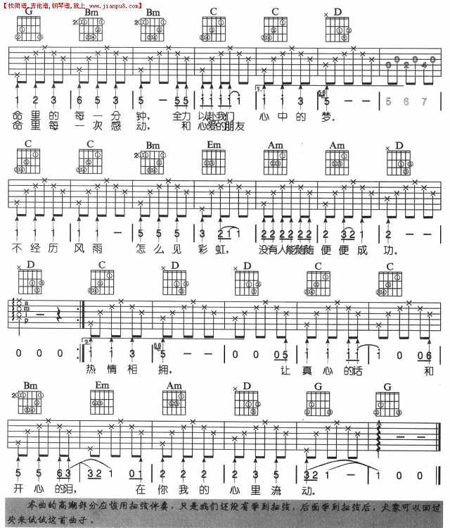 真心英雄(吉他弹唱)简谱