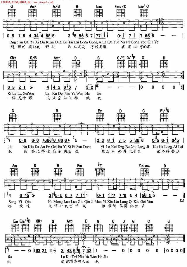 L BeLieve(吉他弹唱)简谱