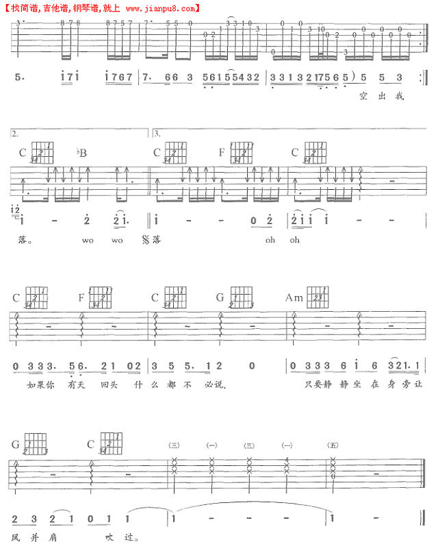 为你执着（吉他弹唱）简谱