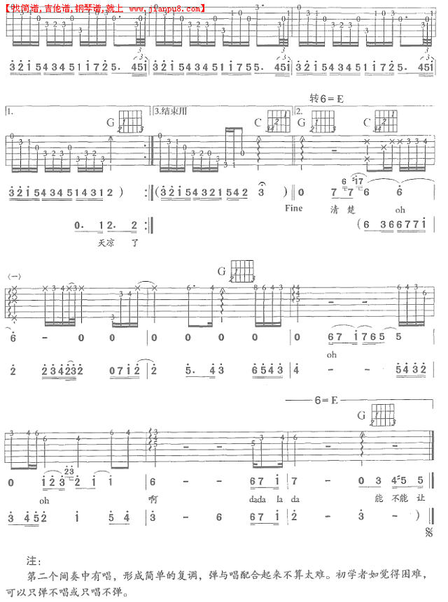 悲伤止步（吉他弹唱）简谱