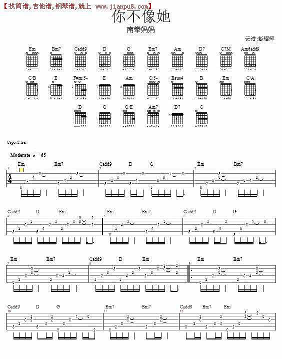 你不像她简谱