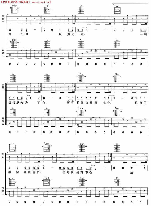 相遇的魔咒(双吉他)简谱