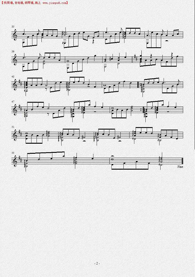 女人花（吉他独奏谱）简谱