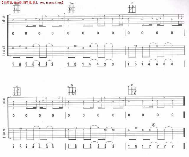 不能说的秘密(双吉他)简谱