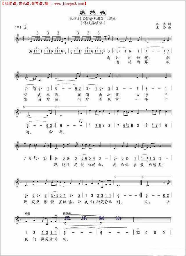 佟铁鑫 燃烧夜简谱 pic1 www.jianpu8.cn