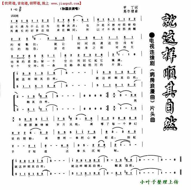 孙国庆 就这样顺其自然简谱pic1 www.jianpu8.cn