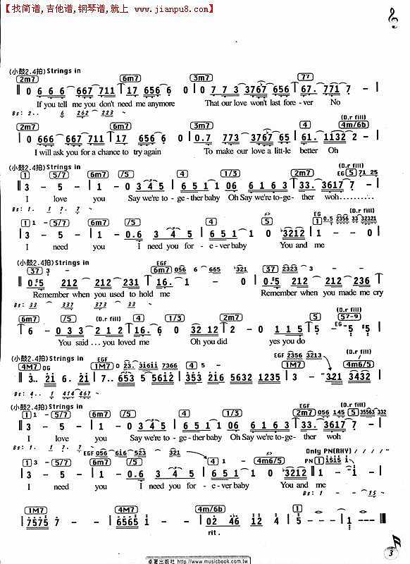 王若琳 I LOVE  YOU简谱pic1 www.jianpu8.cn