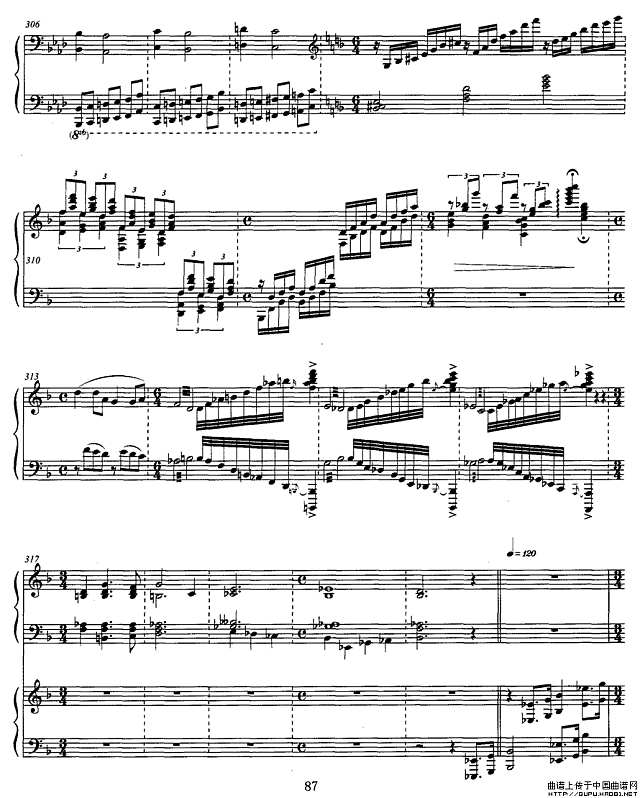 松花江上（钢琴协奏曲）P20简谱