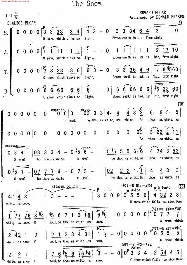 雪花  （混声合唱）简谱