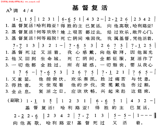 基督复活简谱