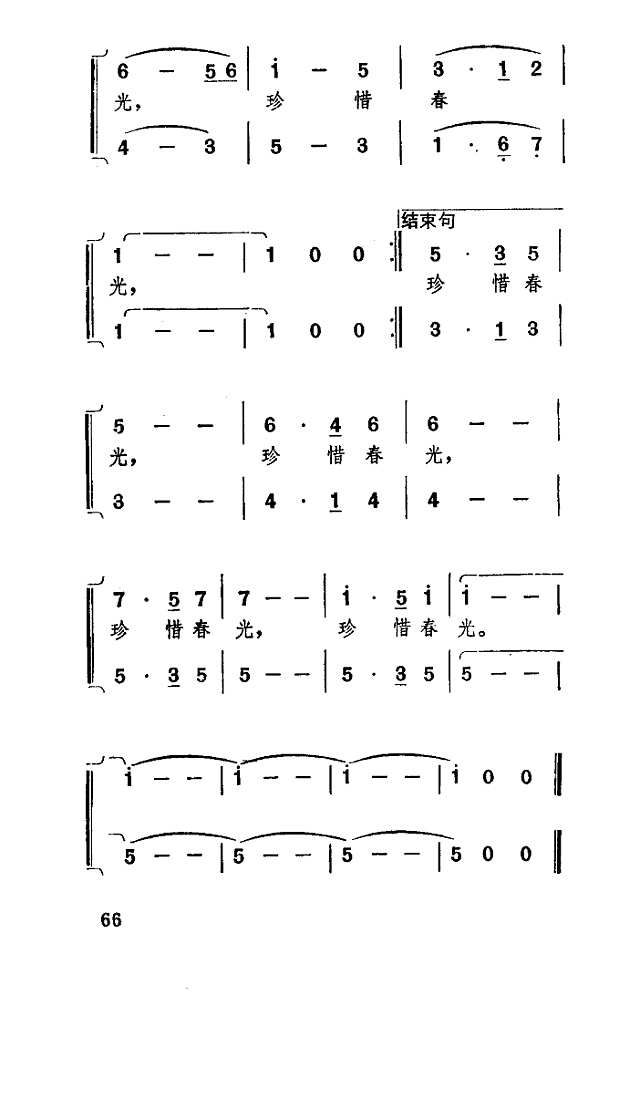 校园里有一排年轻的白杨简谱