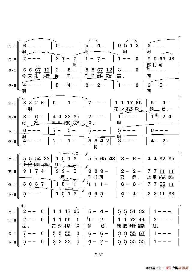 西风的话（女声合唱）简谱