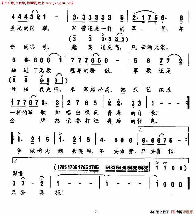 冠军的骄傲简谱