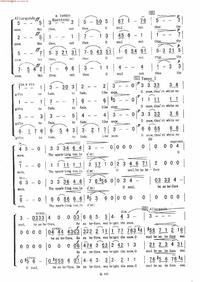 雪花  （混声合唱）简谱