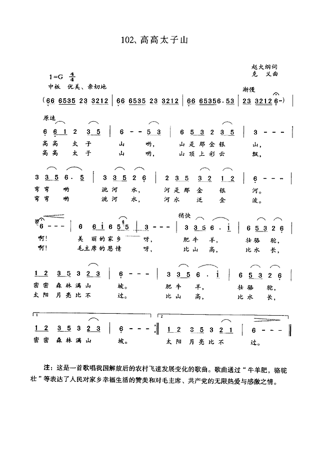 高高的太子山(张汝钧演唱)简谱