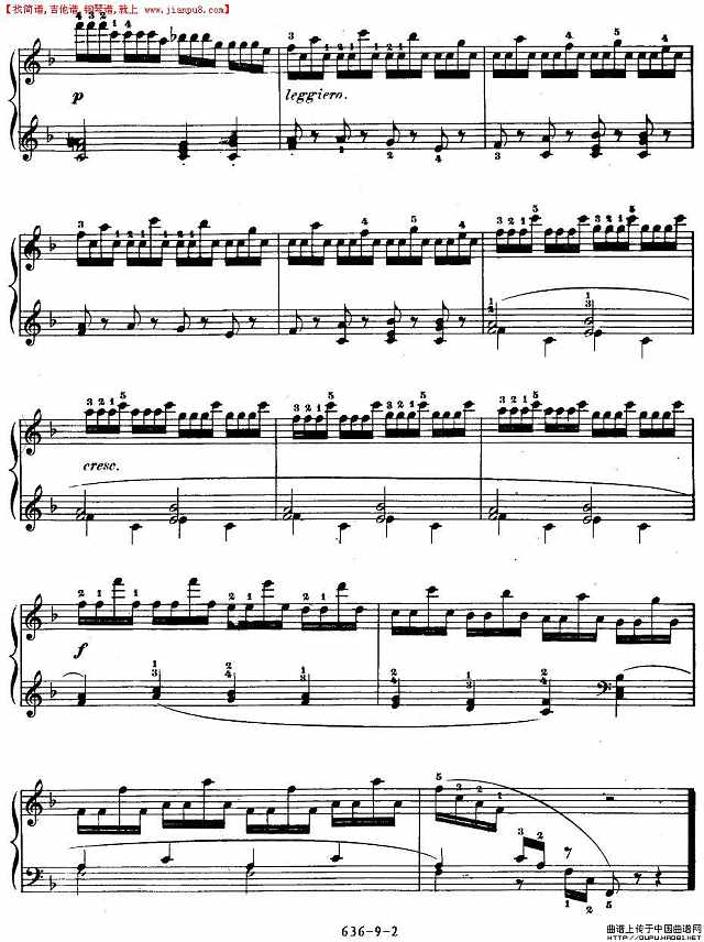 《车尔尼钢琴手指灵巧初步练习曲》OP.636-9简谱