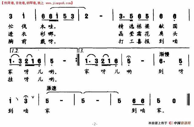 姑娘窗前看霜花简谱