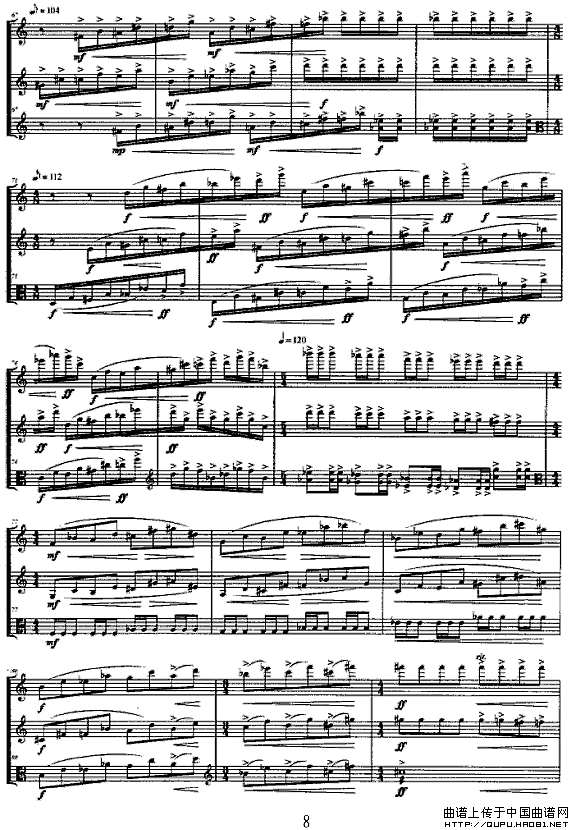 合（长笛+单簧管+中提琴）P8简谱
