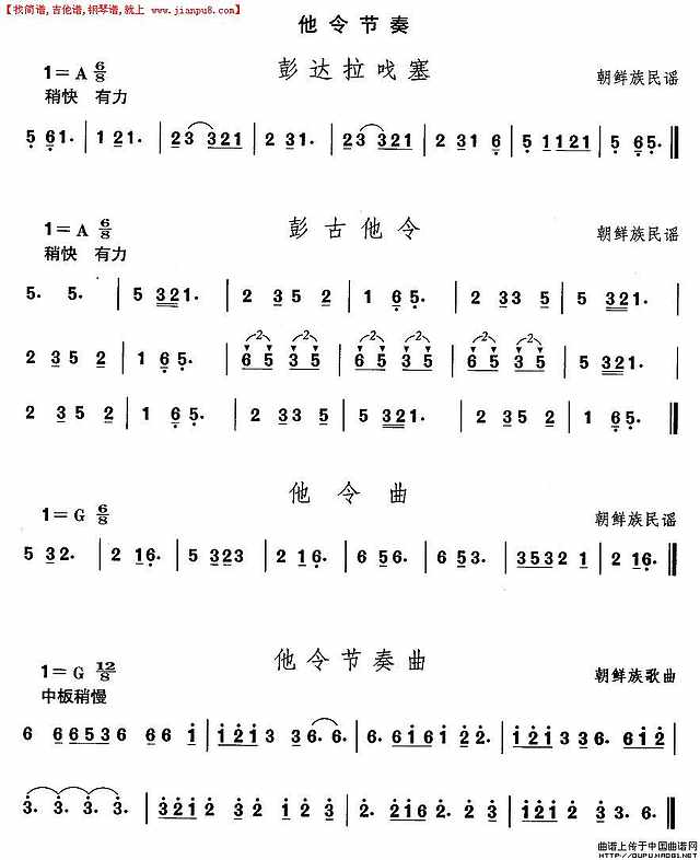 朝鲜族舞蹈音乐：彭达拉戈塞简谱