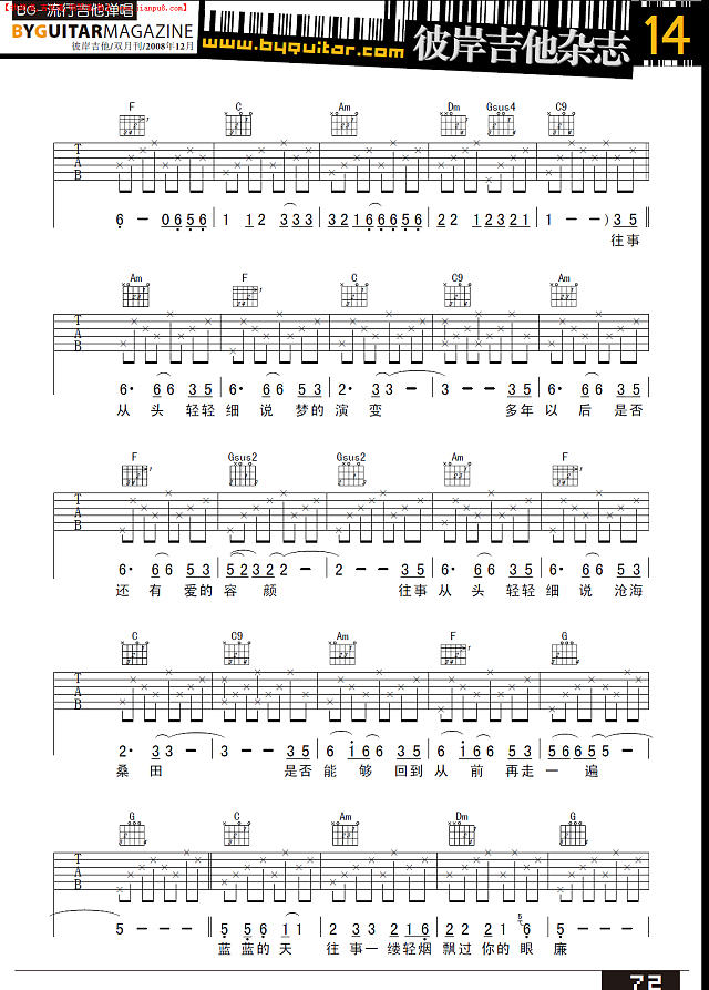 细说往事-小娟   高清吉他谱简谱