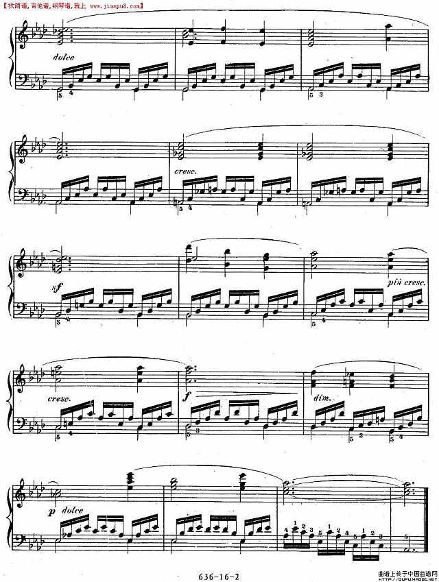 《车尔尼钢琴手指灵巧初步练习曲》OP.636-16简谱