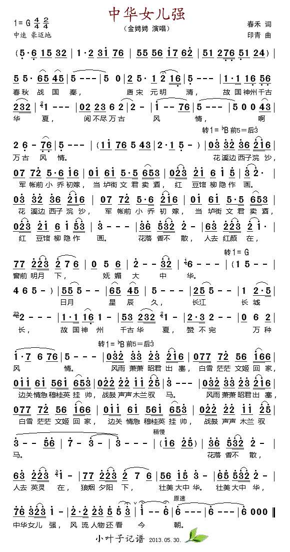中华女儿强简谱
