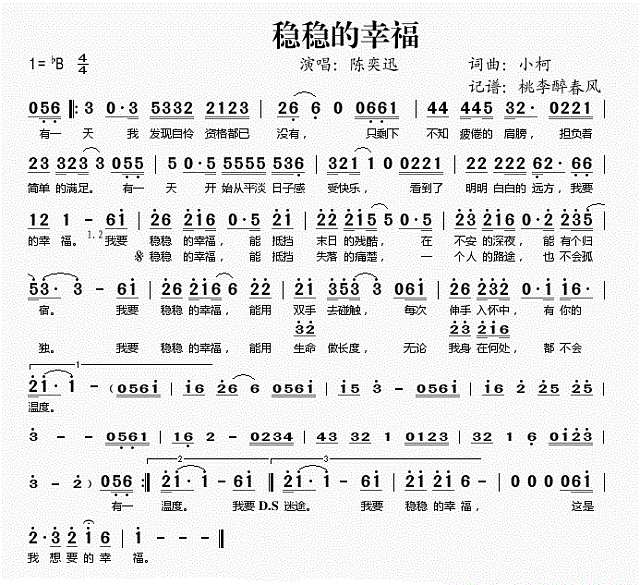 陈奕迅-稳稳的幸福简谱
