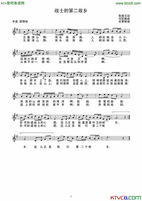 战士的第二故乡-张换立简谱