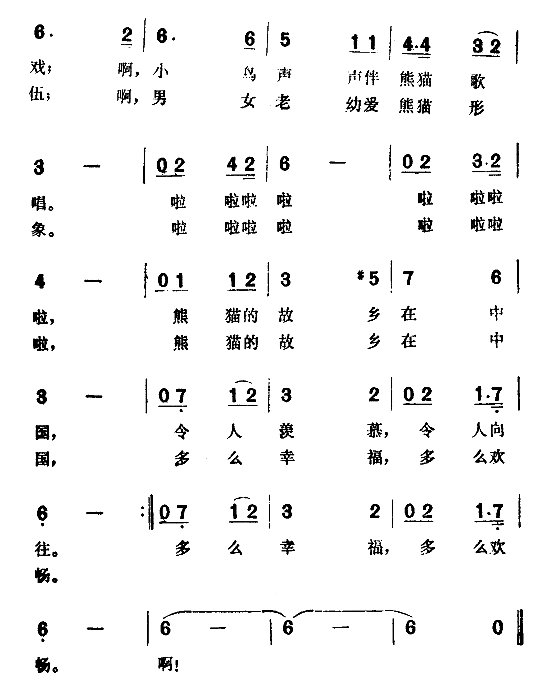 熊猫的故乡简谱