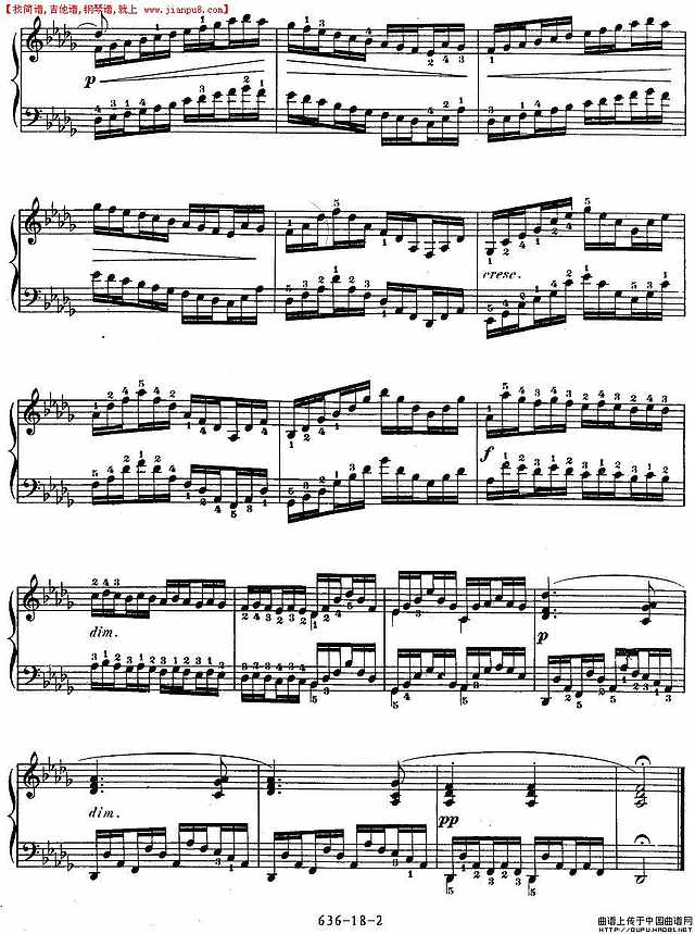 《车尔尼钢琴手指灵巧初步练习曲》OP.636-18简谱