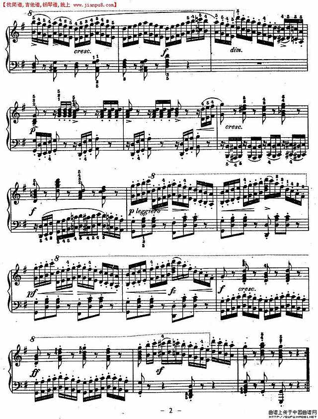 《车尔尼钢琴八度练习曲》OP.553-2简谱