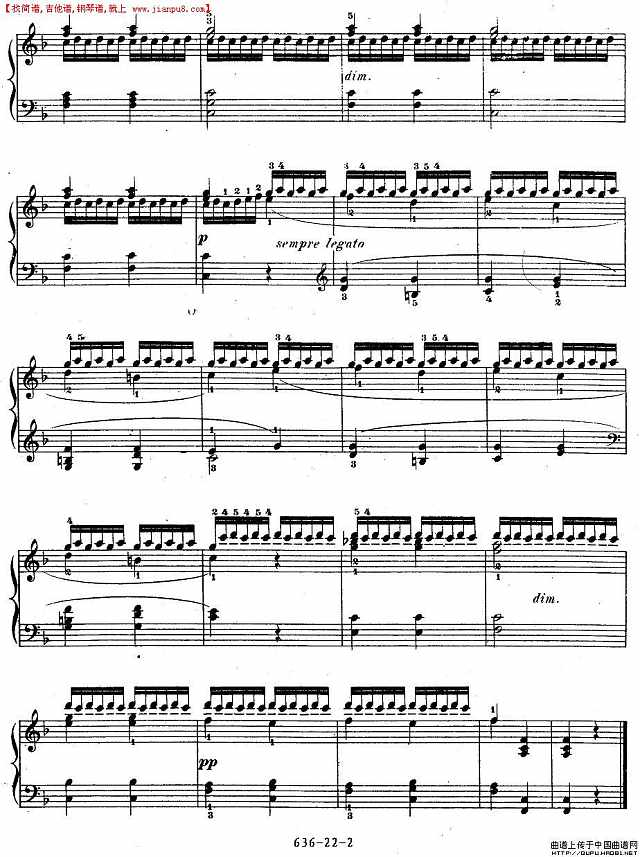 《车尔尼钢琴手指灵巧初步练习曲》OP.636-22简谱