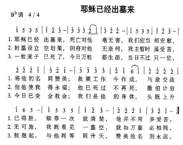 耶稣已经出墓来简谱