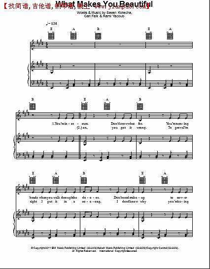 what makes you beautiful简谱