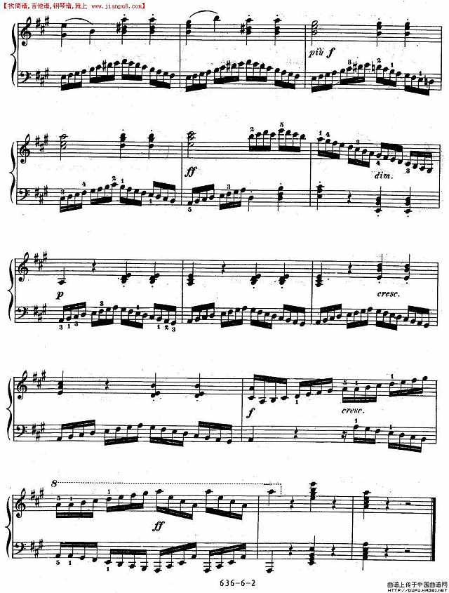 《车尔尼钢琴手指灵巧初步练习曲》OP.636-6简谱
