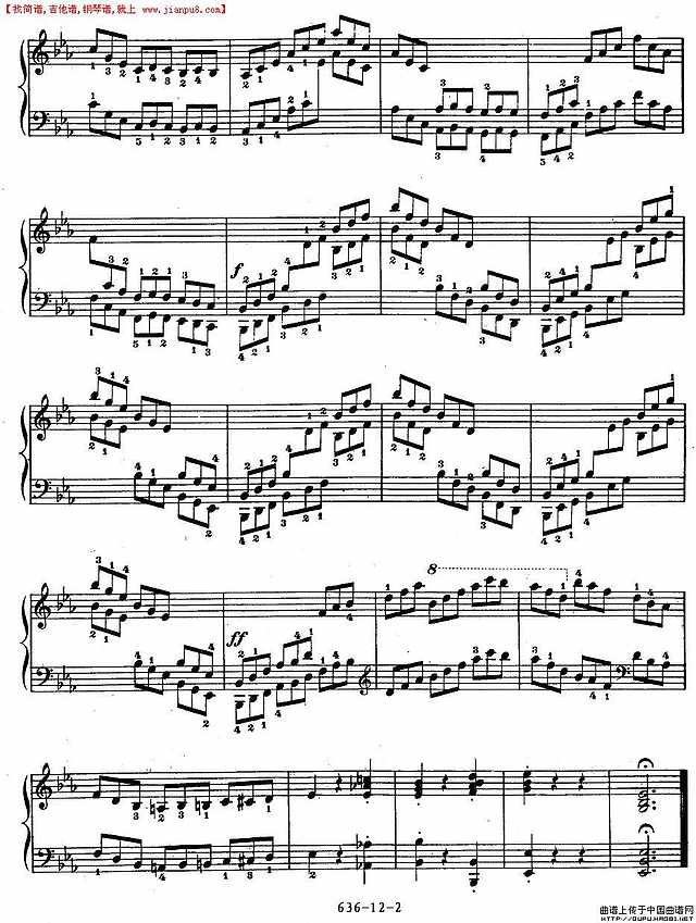 《车尔尼钢琴手指灵巧初步练习曲》OP.636-12简谱
