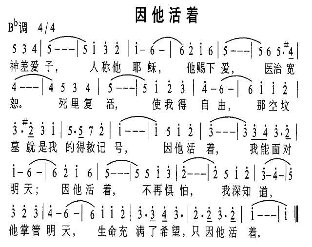 因他活着简谱